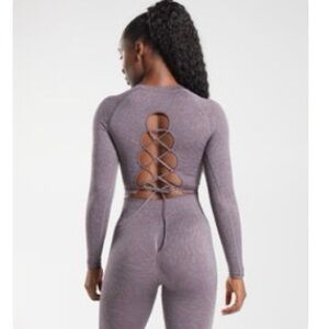 GYMSHARK- adapt animal seamless lace-up back top